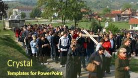  Presentation with virgin mary - Colorful PPT theme enhanced with marija-bistrica-croatia-sep-14 backdrop and a tawny brown colored foreground