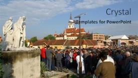  Presentation with virgin mary - Presentation design having marija-bistrica-croatia-sep-14 background and a light blue colored foreground