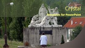  Presentation with virgin mary - Beautiful theme featuring marija-bistrica-croatia-sep-15 backdrop and a tawny brown colored foreground