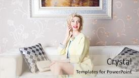  Presentation with interior - PPT layouts featuring marilyn monroe - beautiful blonde girl background and a  colored foreground