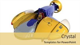  Presentation with robot toy - Presentation theme with robot sous marin - 3d rendering of children's submarine background and a  colored foreground