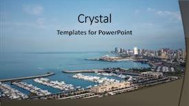  Presentation with kuwait - Beautiful slide deck featuring marina and city in kuwait backdrop and a light blue colored foreground