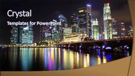  Presentation with singapore heritage - Colorful PPT theme enhanced with marina bay - singapore at night backdrop and a wine colored foreground