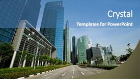  Presentation with singapore - Amazing presentation theme having marina bay - singapore business district backdrop and a teal colored foreground