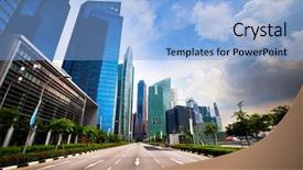  Presentation with marina - Presentation design enhanced with marina bay - singapore business district background and a light blue colored foreground