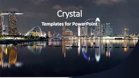 Presentation with urban buildings - PPT theme consisting of marina bay - singapore skyline at night background and a dark gray colored foreground