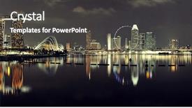  Presentation with urban buildings - PPT layouts consisting of marina bay - singapore skyline at night background and a dark gray colored foreground