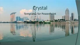  Presentation with singapore water - Audience pleasing PPT layouts consisting of marina bay - singapore skyline with urban buildings backdrop and a light blue colored foreground