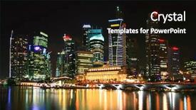  Presentation with empire state building night - Cool new PPT layouts with marina bay - singapore skyscraper business building backdrop and a black colored foreground