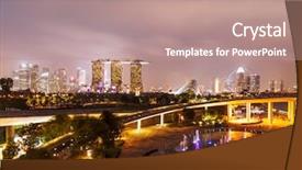  Presentation with singapore - PPT theme consisting of marina bay - tracel background of singapore skyline background and a coral colored foreground
