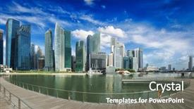  Presentation with singapore - Slides featuring marina bay panorama ultra wide background and a dark gray colored foreground