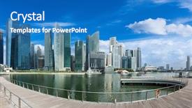  Presentation with marina - Colorful PPT theme enhanced with marina bay panorama ultra wide backdrop and a teal colored foreground