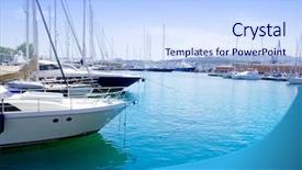  Presentation with marina - Theme featuring marina in palma de mallorca background and a sky blue colored foreground