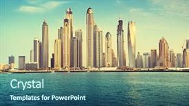  Presentation with marina - Presentation theme having marina in sunset time unite background and a ocean colored foreground