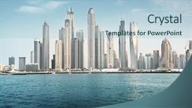  Presentation with marina - Amazing PPT layouts having marina in sunset time unite backdrop and a light blue colored foreground