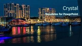  Presentation with boats - Audience pleasing theme consisting of marina-is-a-harbor backdrop and a ocean colored foreground