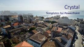  Presentation with bahia - Presentation design featuring marina marketing - aerial view of salvador city background and a sky blue colored foreground