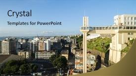  Presentation with bahia - Colorful slide set enhanced with marina marketing - aerial view of salvador city backdrop and a light blue colored foreground