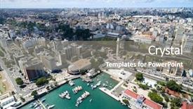  Presentation with bahia - Cool new presentation theme with marina marketing - aerial view of salvador city backdrop and a gray colored foreground