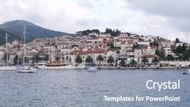  Presentation with artificial island construction - Amazing slide set having marina marketing - houses in island of hvar backdrop and a  colored foreground