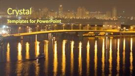  Presentation with city night - Audience pleasing presentation theme consisting of marina marketing - night city panorama backdrop and a  colored foreground