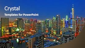  Presentation with marina - Presentation theme featuring marina night scene background and a ocean colored foreground