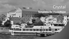  Presentation with swedish - Theme having marina-of-the-swedish-fishing background and a gray colored foreground