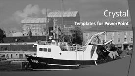  Presentation with swedish - Presentation design with marina-of-the-swedish-fishing background and a gray colored foreground