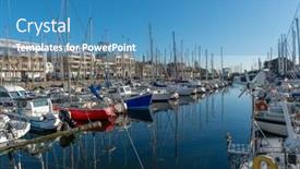  Presentation with marina - PPT theme with marina-on-a-sunny-day background and a teal colored foreground