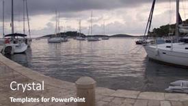  Presentation with marina - Cool new presentation theme with marina on island of hvar croatia backdrop and a gray colored foreground