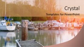  Presentation with new york - Slide set consisting of marina-on-lake-cayuga background and a coral colored foreground