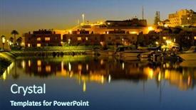  Presentation with marina - Amazing PPT layouts having marina with docked yachts at the end of the day backdrop and a ocean colored foreground