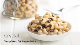  Presentation with beans - Presentation design with marinated-black-eyed-beans background and a soft green colored foreground