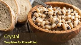  Presentation with beans - Slide deck having marinated-black-eyed-beans background and a tawny brown colored foreground