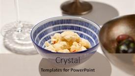  Presentation with vegan food - Presentation theme with marinated-cauliflowers-on-white-background background and a coral colored foreground