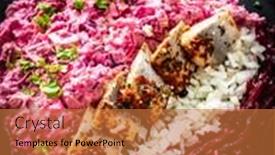  Presentation with cucumber cream - Amazing PPT theme having marinated-herring-fillets-in-cream backdrop and a red colored foreground