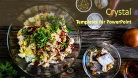  Presentation with onion - PPT theme consisting of marinated-herring-fillets-with-pickled background and a tawny brown colored foreground