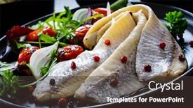  Presentation with cherry - Amazing PPT theme having marinated-herrings-with-roast-cherry backdrop and a tawny brown colored foreground