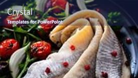  Presentation with cherry - Slides consisting of marinated-herrings-with-roast-cherry background and a navy blue colored foreground