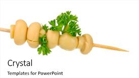  Presentation with mushroom - PPT theme enhanced with marinated mushroom on a skewer background and a  colored foreground