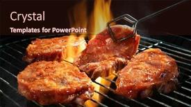  Presentation with steaks - Presentation theme with marinated-pork-steaks-on-barbecue background and a wine colored foreground