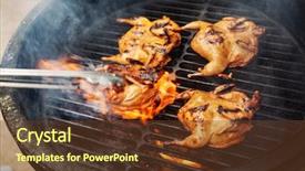  Presentation with grill - Presentation having marinated quail on the grill background and a tawny brown colored foreground