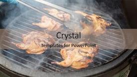  Presentation with quail bird - PPT theme with marinated quail on the grill background and a coral colored foreground