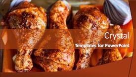  Presentation with chicken little chicks - PPT layouts consisting of marinated-raw-chicken-drumsticks-ready background and a crimson colored foreground