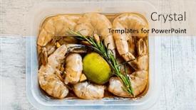  Presentation with shrimps - PPT layouts enhanced with marinated-shrimps-in-the-box background and a yellow colored foreground