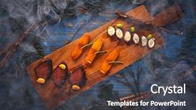  Presentation with seaweed - Cool new presentation theme with marine alga - marinated tuna roe and octopus backdrop and a dark gray colored foreground