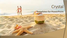  Presentation with seashell - Colorful presentation theme enhanced with marine animals ocean frame - coconut seashell and starfish backdrop and a cream colored foreground