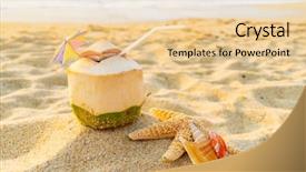  Presentation with beach frame - Presentation featuring marine animals ocean frame - coconut seashell and starfish background and a lemonade colored foreground