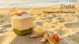  Presentation with beach frame - Amazing presentation design having marine animals ocean frame - coconut seashell and starfish backdrop and a yellow colored foreground