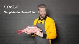  Presentation with fish - Slide deck consisting of marine aquaculture - handsome seller holding fresh fish background and a dark gray colored foreground